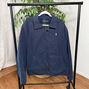 Polo Ralph Lauren Navy Harrington Jacket Plaid Lined Size XL